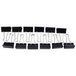 Organized file bundle held with black metal binder clips set