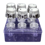 Portable LED mini table lamps providing flameless, flickering ambient illumination.