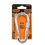 Stainless steel snap hook demonstrating its quick-link functionality.
