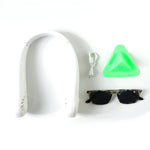 Wearable neck fan set with foldable mobile stand for hands-free phone use