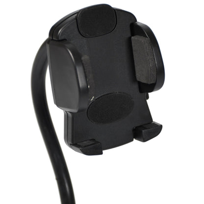 Ergonomic car phone holder with extended arm for easy accessibility.