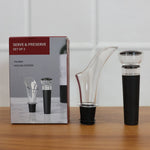 Set of wine pourer and vacuum stopper accessories for wine lovers