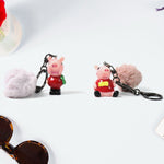 Pom Doodle fluffy pom pom keychain in cute cartoon style accessory