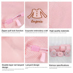 Delicate lingerie items placed inside the protective wash bag.