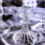 Crystal glass candle stand showcasing intricate glass detailing