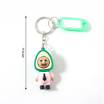 Avocado keychain showing cartoon figure and name tag for easy identification