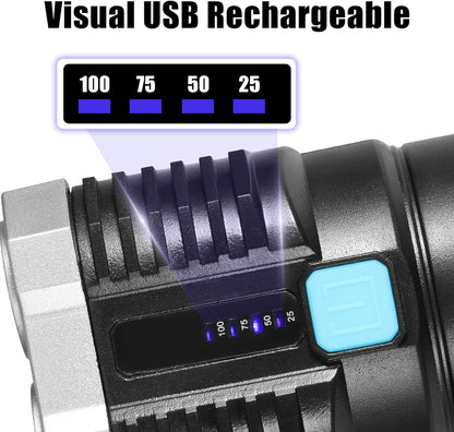 The portable 800 lumens flashlight demonstrating its COB sidelight function for area illumination.
