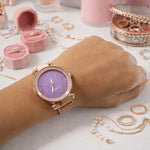 Modern elegant details of women’s analog wrist watch dial
