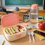 Plastic lunch box set with water bottle for school lunches