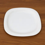 White plastic square dinner plate, easy to clean and stackable