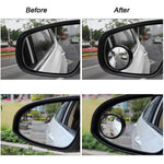Driver's perspective showing reduced blind area using blind spot mirror