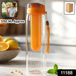 Infuser water bottle with removable fruit filter for flavored drinks