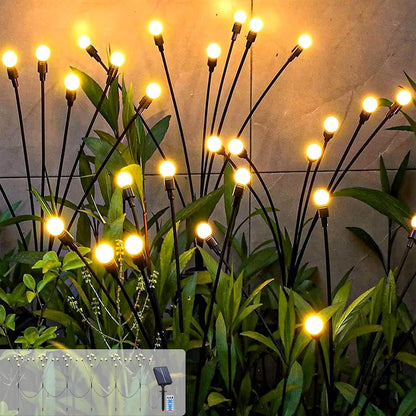 Flexible wired solar garden ball lights arranged for decoration