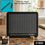 Plastic savings board showing clear money saving layout