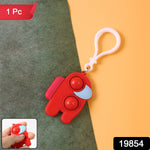 Close-up of a Pop-It Fidget Keychain showing two pushable bubbles and its soft silicone texture.