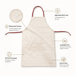 White waterproof kitchen apron laid flat