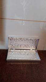 Top view of decorative multipurpose silver cash box sized 20x9 cm for gift packing