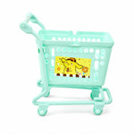 Shopping trolley toy in white background, perfect for miniature setups