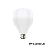 Bright 5W LED bulb emitting cool white light, showcasing its energy efficiency.