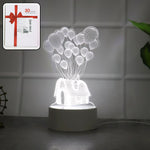 Softly glowing 3D Illusion LED Night Lamp on bedside table
