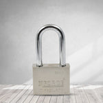 Safelix 60mm solid padlock displaying its compact yet strong size.