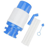 Manual water dispenser with hand press pump for bottled water, suitable for home or office use.