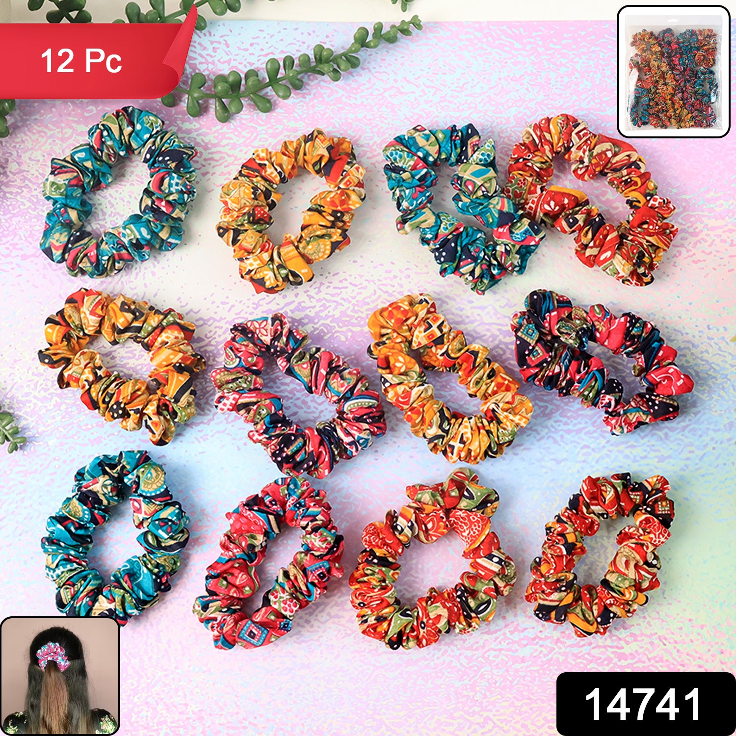 Set Of 12 Stylish Printed Fabric Hairband