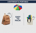Diagram illustrating the easy assembly steps for the portable garden umbrella.