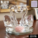 Beautiful crystal swan showpiece with mirror base for home display