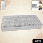 Silver ornamental designer gifting cash box with intricate embossed pattern