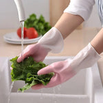 Close-up image highlighting long protective cuff on cleaning gloves