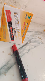 Set of red permanent markers ideal for labeling, crafts, and industrial use