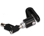 Reliable disc lock shown with its two keys for motorcycle and bike security.