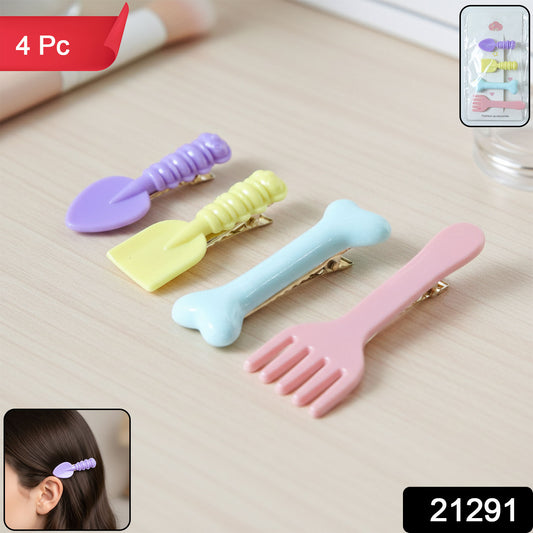 Cute Cartoon Food Shape Hair Clips Set (4 Pc)