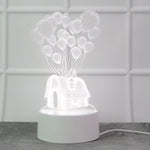 3D Illusion LED Night Lamp projecting floating house and balloons 3D effect
