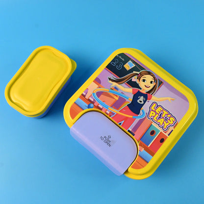 Kids Lunch Box Set With Small Inner Container Spoon  Fork (1 Pc)