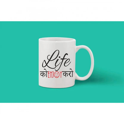 Printed Ceramic Coffee Mug - 1 Pieces, White, 11oz