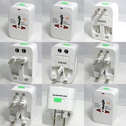 Universal Travel Adapter with 125V 6A, 250V Surge_Spike Protected Electrical Plug White (White)