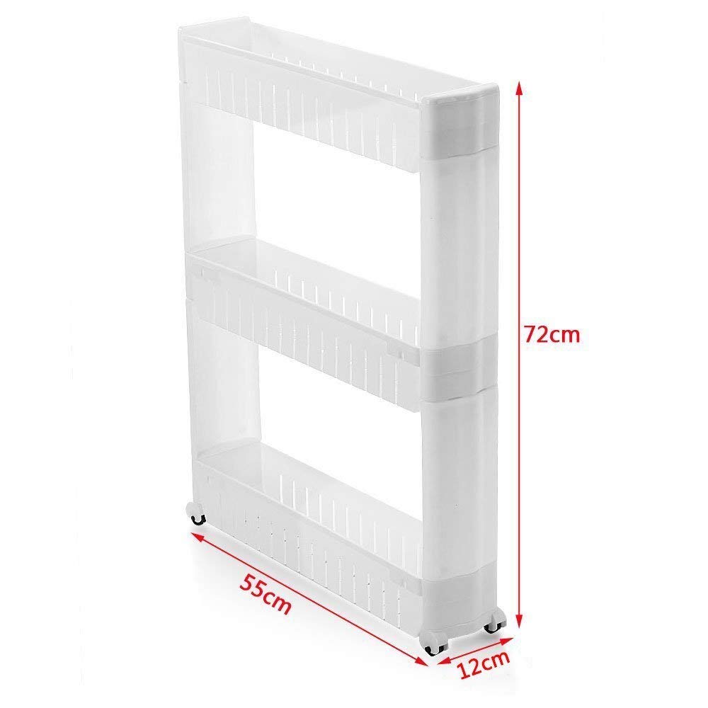 Side view of the versatile 3-tier organizer, ready to slide into a narrow gap.