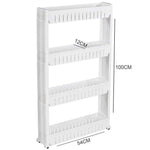 Close-up of the durable plastic construction of the 4-layer storage trolley.