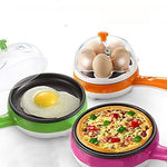Siplix 2-in-1 cooking appliance with eggs boiling, steam visible through the transparent lid.