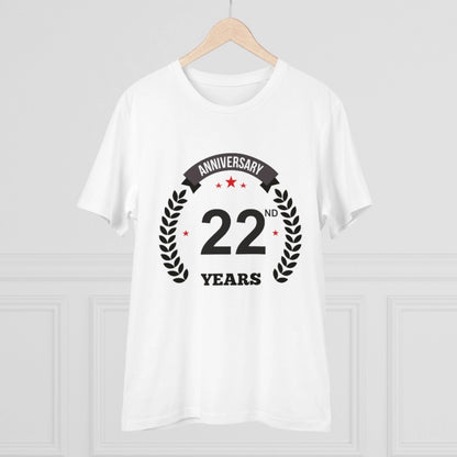 Men's PC Cotton 22nd Anniversary Printed T Shirt (Color: White, Thread Count: 180GSM)