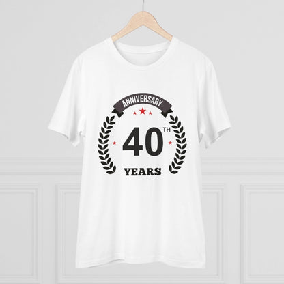 Men's PC Cotton 40th Anniversary Printed T Shirt (Color: White, Thread Count: 180GSM)