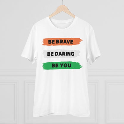 Men's PC Cotton Be Brave Be You Printed T Shirt (Color: White, Thread Count: 180GSM)