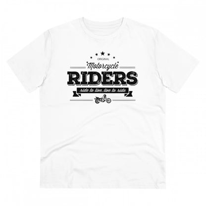 Men's PC Cotton Bike Ride Design Printed T Shirt (Color: White, Thread Count: 180GSM)