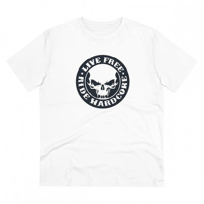 Men's PC Cotton Bike Ride Design Printed T Shirt (Color: White, Thread Count: 180GSM)