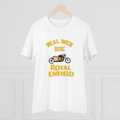Men's PC Cotton Bike Ride Design Printed T Shirt (Color: White, Thread Count: 180GSM)