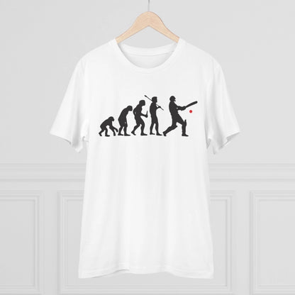 Men's PC Cotton Cricket Design Printed T Shirt (Color: White, Thread Count: 180GSM)