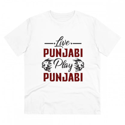 Men's PC Cotton Cricket Design Printed T Shirt (Color: White, Thread Count: 180GSM)
