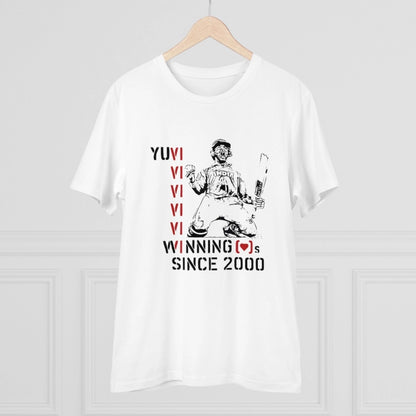 Men's PC Cotton Cricket Design Printed T Shirt (Color: White, Thread Count: 180GSM)